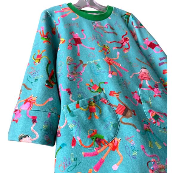Oilily Organic Cotton Sweatshirt Dress and Striped Tights Size 104 (4T) Blue - Picture 5 of 16